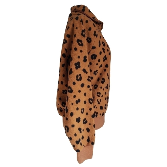 Madewell MWL Betterfleece Half-Zip Sweatshirt in Cheetah Print, Size XS - Picture 6 of 10